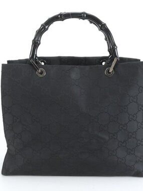 Gucci Bamboo GG Nylon 002 Tote Shoulder Hand Black A4 Rbm